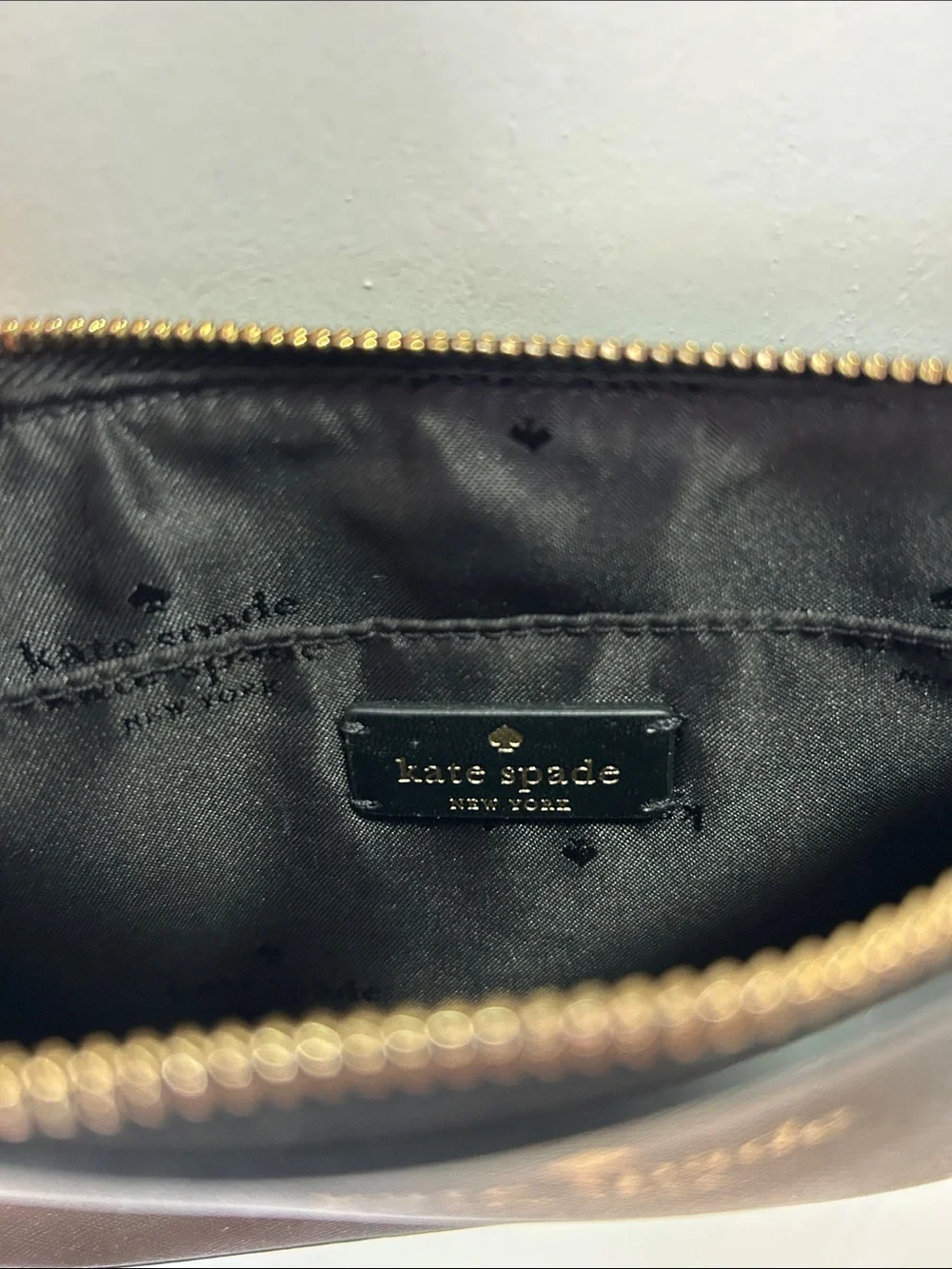 kate spade Black Saffiano Crossbody with Gold Logo